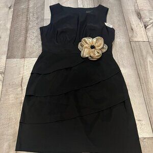 NWT Black Sleeveless Midi Dress with Floral Accent- Connected apparel Bin BH